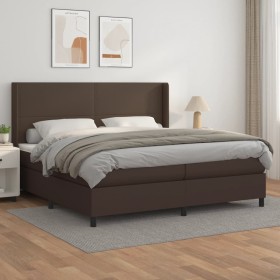 Box spring bed with brown synthetic leather mattress 200x200 cm by , Beds and slatted bases - Ref: Foro24-3132402, Price: 721...