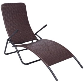 Brown Synthetic Rattan Folding Lounger by vidaXL, Loungers - Ref: Foro24-42945, Price: 70,35 €, Discount: %