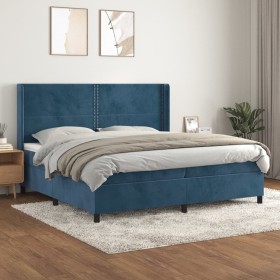 Box spring bed with dark blue velvet mattress 200x200 cm by , Beds and slatted bases - Ref: Foro24-3132643, Price: 661,99 €, ...