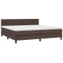 Box spring bed with mattress and LED brown synthetic leather 200x200 cm by , Beds and slatted bases - Ref: Foro24-3134126, Pr...