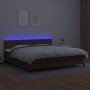 Box spring bed with mattress and LED brown synthetic leather 200x200 cm by , Beds and slatted bases - Ref: Foro24-3134126, Pr...