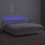 Box spring bed with mattress and LED white synthetic leather 160x200 cm by , Beds and slatted bases - Ref: Foro24-3134172, Pr...