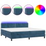 Cama box spring colchón y LED terciopelo azul oscuro 200x200 cm de , Camas y somieres - Ref: Foro24-3134367, Precio: 591,98 €...