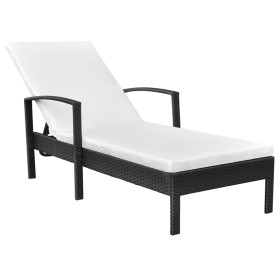 Sun lounger with black synthetic rattan cushion by vidaXL, Loungers - Ref: Foro24-42942, Price: 102,99 €, Discount: %