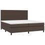 Cama box spring colchón y LED cuero sintético marrón 200x200 cm de , Camas y somieres - Ref: Foro24-3135846, Precio: 710,99 €...