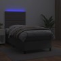 Box spring bed and LED mattress gray synthetic leather 90x190 cm by , Beds and slatted bases - Ref: Foro24-3135859, Price: 38...