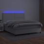 Boxspringbett mit Matratze und LED-weißem Kunstleder 160x200 cm von , Betten und Lattenroste - Ref: Foro24-3135892, Preis: 58...