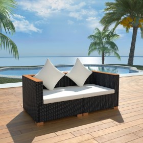 Schwarzes Gartensofa aus synthetischem Rattan von vidaXL, Gartensets - Ref: Foro24-42754, Preis: 254,71 €, Rabatt: %