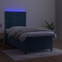 Box spring bed with mattress and LED dark blue velvet 100x200 cm by , Beds and slatted bases - Ref: Foro24-3136051, Price: 36...