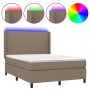 Boxspringbett mit Matratze und LED-Leuchten aus taupegrauem Stoff 140x190 cm von , Betten und Lattenroste - Ref: Foro24-31381...