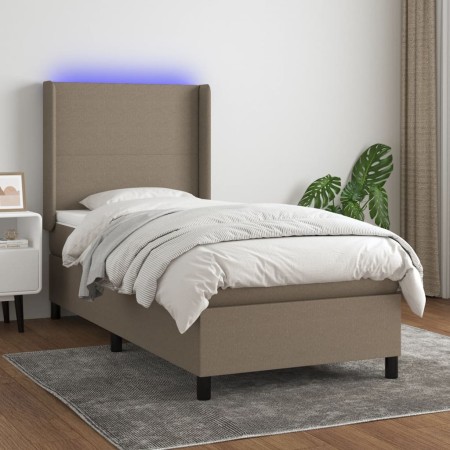 Cama box spring colchón y luces LED gris taupe 80x200 cm de , Camas y somieres - Ref: Foro24-3138113, Precio: 356,32 €, Descu...