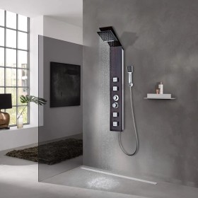 Brown Glass Shower Panel System by vidaXL, Jet nozzles for bathtubs and showers - Ref: Foro24-142374, Price: 148,48 €, Discou...