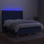 Box spring bed mattress and LED lights blue fabric 140x190 cm by , Beds and slatted bases - Ref: Foro24-3138875, Price: 548,2...