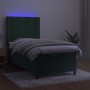 Box spring bed with mattress and LED dark green velvet 90x190 cm by , Beds and slatted bases - Ref: Foro24-3139478, Price: 36...