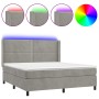 Cama box spring colchón y LED terciopelo gris claro 180x200 cm de , Camas y somieres - Ref: Foro24-3139517, Precio: 634,99 €,...