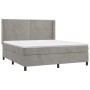 Cama box spring colchón y LED terciopelo gris claro 180x200 cm de , Camas y somieres - Ref: Foro24-3139517, Precio: 634,99 €,...