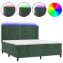 Box spring bed with mattress and LED dark green velvet 180x200cm by , Beds and slatted bases - Ref: Foro24-3139520, Price: 66...