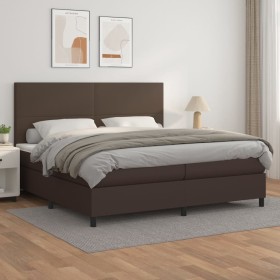 Cama box spring con colchón cuero sintético marrón 200x200 cm de , Camas y somieres - Ref: Foro24-3142746, Precio: 702,99 €, ...