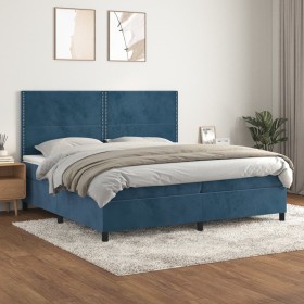 Cama box spring con colchón terciopelo azul oscuro 200x200 cm de , Camas y somieres - Ref: Foro24-3142987, Precio: 655,99 €, ...