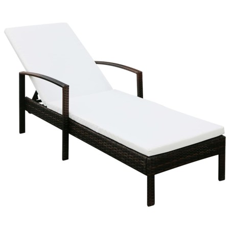 Lounger with brown synthetic rattan cushion by vidaXL, Loungers - Ref: Foro24-42941, Price: 110,99 €, Discount: %