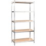 Shelving 5 levels 2 units steel plywood silver by , Industrial shelving - Ref: Foro24-3154191, Price: 130,24 €, Discount: %