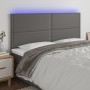 Cabecero con luces LED cuero sintético gris 160x5x118/128 cm de , Cabeceros y pies de cama - Ref: Foro24-3122384, Precio: 126...