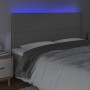 Cabecero con luces LED cuero sintético gris 160x5x118/128 cm de , Cabeceros y pies de cama - Ref: Foro24-3122384, Precio: 126...