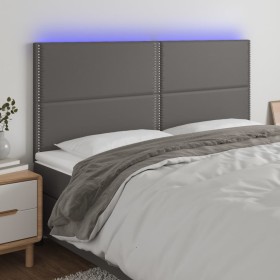 Headboard with LED lights gray synthetic leather 180x5x118/128 cm by , Headboards and footboards - Ref: Foro24-3122390, Price...