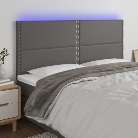 Headboard with LED lights gray synthetic leather 180x5x118/128 cm by , Headboards and footboards - Ref: Foro24-3122390, Price...