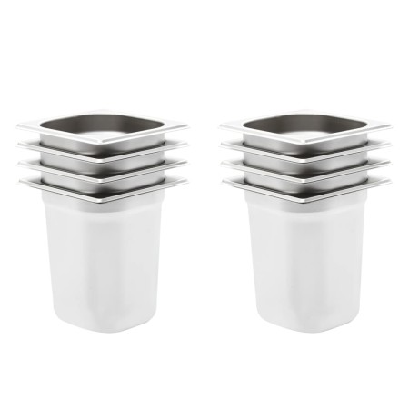 Gastronorm trays 8 units GN 1/6 200 mm stainless steel by , Buckets for steam tables - Ref: Foro24-50909, Price: 67,01 €, Dis...