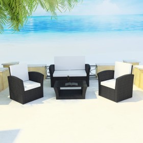 4-piece garden furniture set and black synthetic rattan cushions by vidaXL, Garden sets - Ref: Foro24-42642, Price: 297,99 €,...