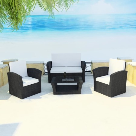 4-piece garden furniture set and black synthetic rattan cushions by vidaXL, Garden sets - Ref: Foro24-42642, Price: 333,54 €,...