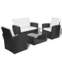 Set de muebles de jardín 4 pzas y cojines ratán sintético negro de vidaXL, Conjuntos de jardín - Ref: Foro24-42642, Precio: 3...