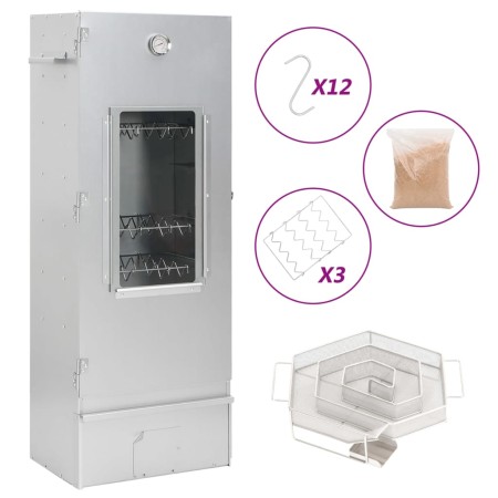 BBQ smoker oven with cold smoke generator galvanized steel by , Barbecues - Ref: Foro24-3200754, Price: 197,52 €, Discount: %