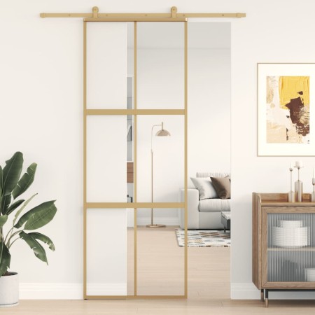 Goldene Schiebetür aus transparentem ESG-Glas und Aluminium von , Türen für zu Hause - Ref: Foro24-155154, Preis: 143,31 €, R...