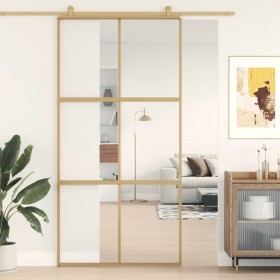 Golden sliding door made of transparent ESG glass and aluminum by , Doors for the home - Ref: Foro24-155156, Price: 168,99 €,...