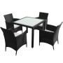 Set comedor de jardín 5 piezas y cojines ratán sintético negro de vidaXL, Conjuntos de jardín - Ref: Foro24-43122, Precio: 35...