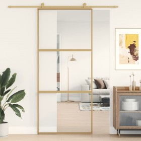 Golden sliding door made of transparent ESG glass and aluminum by , Doors for the home - Ref: Foro24-155149, Price: 152,99 €,...