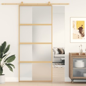 Goldene Schiebetür ESG-Glas mattiertes Aluminium 90x205cm von , Türen für zu Hause - Ref: Foro24-155182, Preis: 207,95 €, Rab...