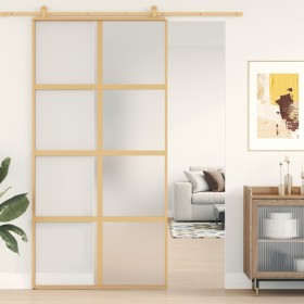 Goldene Schiebetür aus satiniertem ESG-Glas und Aluminium von , Türen für zu Hause - Ref: Foro24-155189, Preis: 185,99 €, Rab...