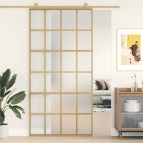 Golden sliding door in frosted ESG glass and aluminum by , Doors for the home - Ref: Foro24-155177, Price: 223,58 €, Discount: %