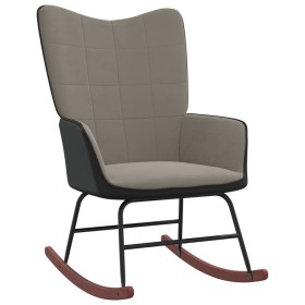 Silla mecedora de terciopelo gris claro y PVC de , Mecedoras - Ref: Foro24-327875, Precio: 119,99 €, Descuento: %