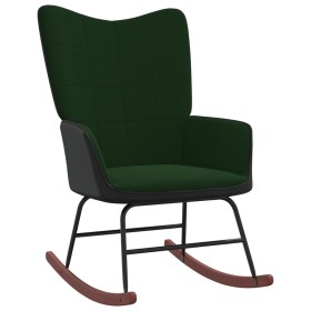 Silla mecedora de terciopelo verde oscuro y PVC de , Mecedoras - Ref: Foro24-327877, Precio: 120,32 €, Descuento: %