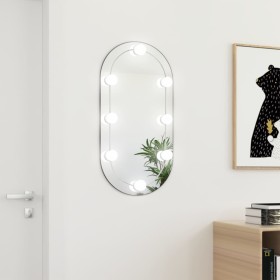 Oval glass mirror with LED lights 80x40 cm by , Mirrors - Ref: Foro24-3102975, Price: 42,99 €, Discount: %