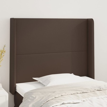 Headboard with brown synthetic leather ears 103x16x118/128 cm by , Headboards and footboards - Ref: Foro24-3119387, Price: 71...