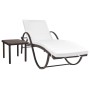 Garden lounger with cushion and brown synthetic rattan side table by vidaXL, Loungers - Ref: Foro24-42885, Price: 143,34 €, D...