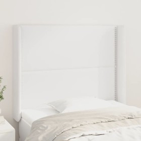 Headboard with white synthetic leather ears 93x16x118/128 cm by , Headboards and footboards - Ref: Foro24-3119519, Price: 70,...