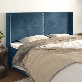 Headboard with dark blue velvet ears 203x16x118/128 cm by , Headboards and footboards - Ref: Foro24-3119510, Price: 121,05 €,...