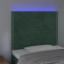 Headboard with LED lights dark green velvet 100x5x118/128 cm by , Headboards and footboards - Ref: Foro24-3122329, Price: 65,...