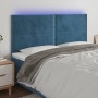 Cabecero con luces LED terciopelo azul oscuro 180x5x118/128 cm de , Cabeceros y pies de cama - Ref: Foro24-3122348, Precio: 1...